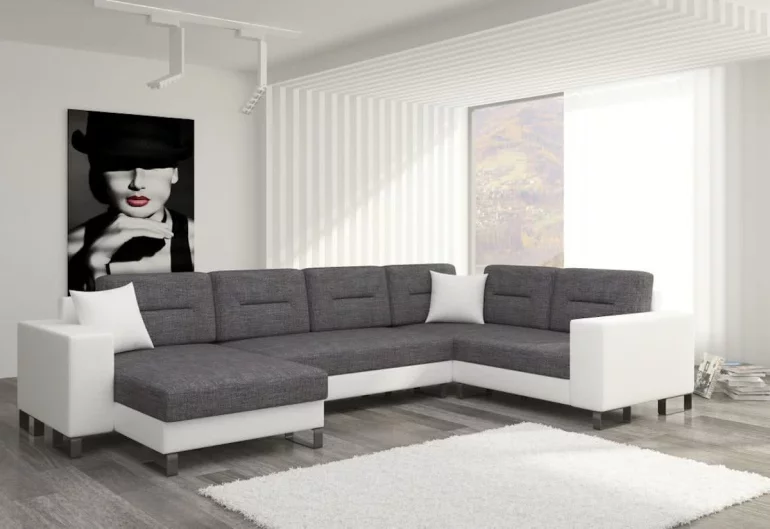 Ausziehbares Sofa MEDY, U Form, 330x86x206/145, sawana05/soft017white, link
