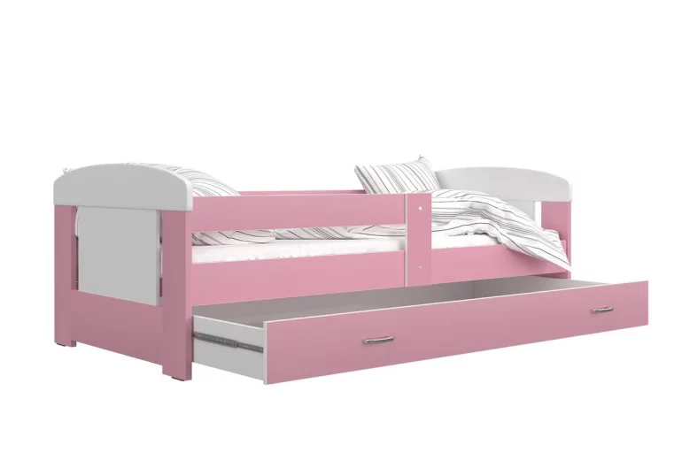 Kinderbett JAKUB Color, 80x160, inkl. Stauraum, weiß/rosa