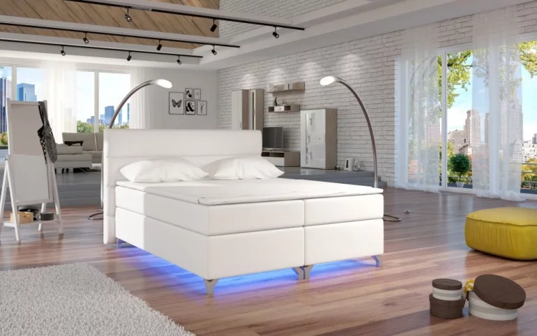 Čalouněná postel BASILIO, včetně LED, 180x200, soft017 white