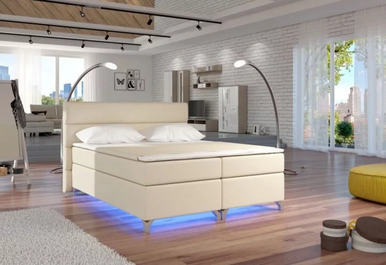 Čalouněná postel BASILIO, včetně LED, 180x200, soft033 beige