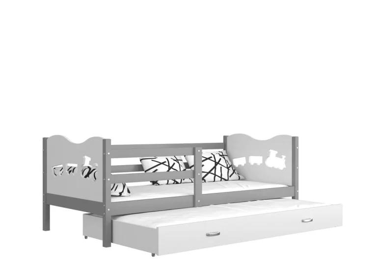 Dětská postel FOX P2 color + matrace + rošt ZDARMA, 184x80, šedá/motýl/bílá