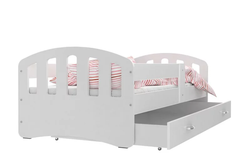 Kinderbett GLÜCKSKIND farbig + Matratze + Lattenrost - KOSTENLOS, 140x80, weiß/weiß