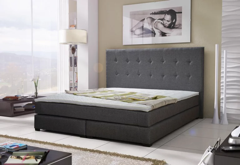 Luxuriöses Bett LOUIS + Matratze mit integriertem Holzrahmen, 140x200 cm, sawana 05