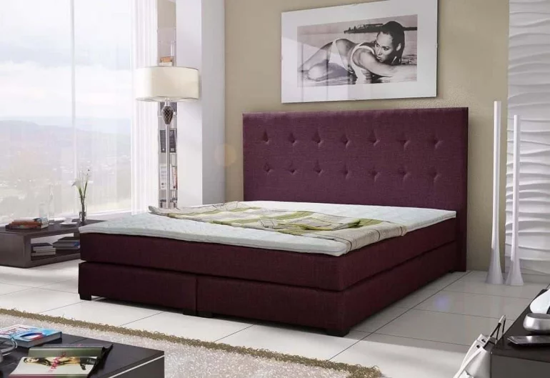 Luxuriöses Bett LOUIS + Matratze mit integriertem Holzrahmen, 140x200 cm, sawana 70