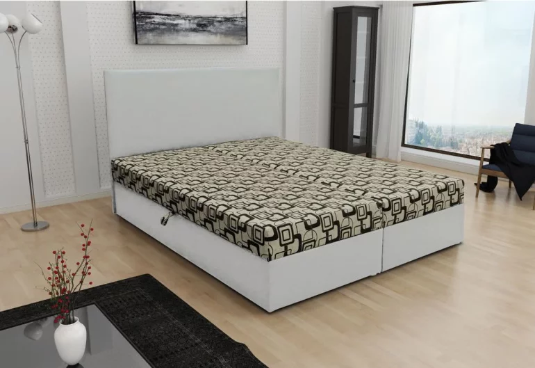 Manželská postel THOMAS včetně matrace, 180x200, Dolaro 511 bílý/Siena 555
