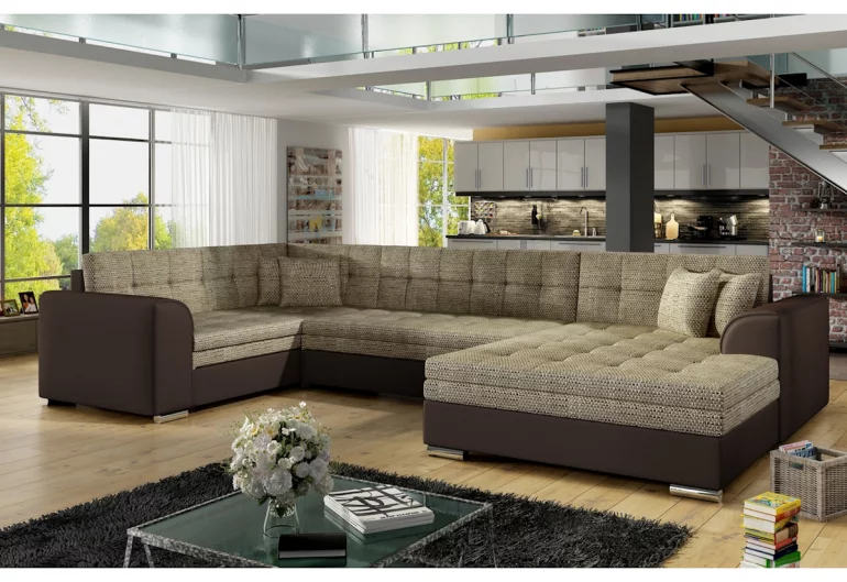 Ausziehbares Sofa DARINA, U Form, 340x73x190, berlin 03/soft 66, recht