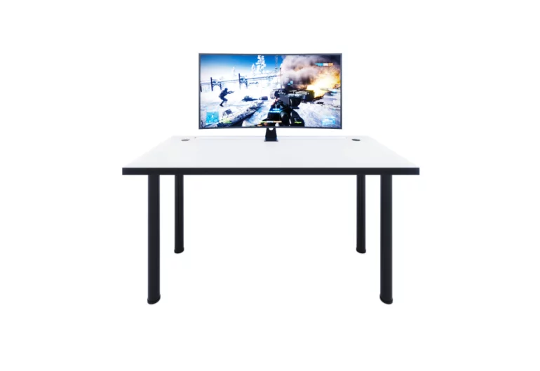 Gaming Tisch CODE X2 s LED, 135x73-76x65, weiß/schwarze Beine