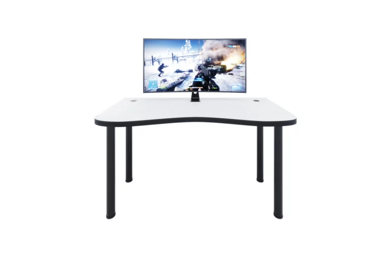 Gaming Tisch CODE Y1, 135x73-76x65, weiß/schwarze Beine