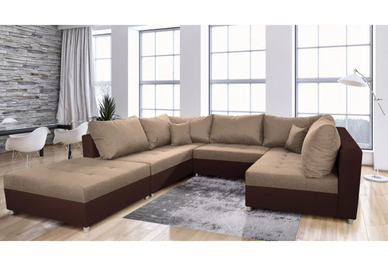 Sofa mit Schlaffunktion in U-Form AURORA BIS, 288x199x85, sawana 25/dolaro 33