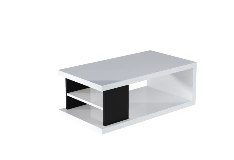 Konferenztisch KELLY, 110x41x60, weiß/schwarz Glanz